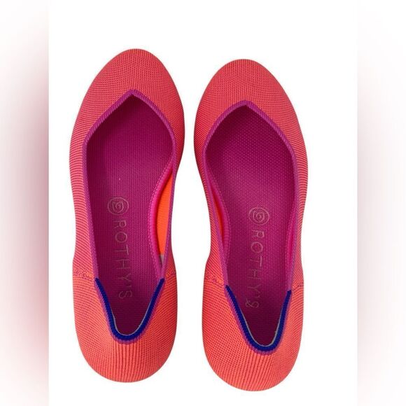 Rothy’s Sz 8.5 Flamingo Pink Slip-On Roundtie Fabric Ballet Slipper Flats - Picture 3 of 9